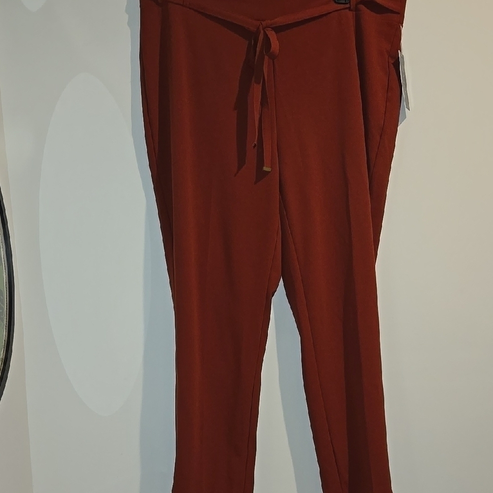 NYC Red High-Waisted Tapered Trousers